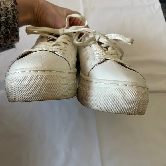 Soludos Ibiza Platform Leather Sneakers Size 8 Oasis White Casual Comfortable - Picture 9 of 14